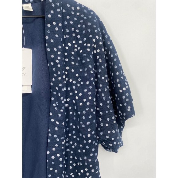 NWT ROXY POLKA DOT OPEN FRONT TIE SHORT SLEEVE TOP SIZE MEDIUM - Picture 2 of 4